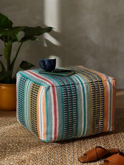 John Lewis Salsa Stripe Outdoor Pouffe, Multi - view 2, Multi