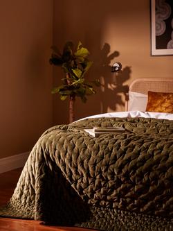 John Lewis Boutique Hotel Velvet Stitch Quilted Bedspread - view 2, Green