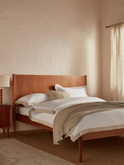 John Lewis Marquetry Wood Bed Frame, Double, Natural - view 2, Natural