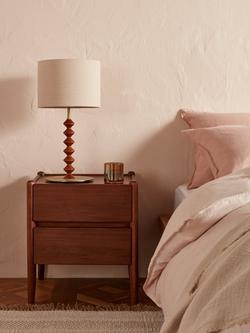 John Lewis Scandi 2 Drawer Wood Bedside Table, Walnut Finish - view 2, Walnut Finish