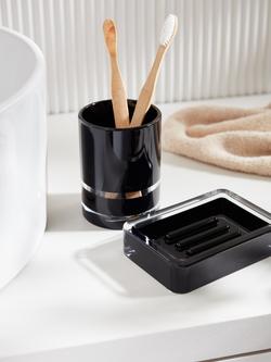 John Lewis Block Stripe Bathroom Tumbler - view 2, Black