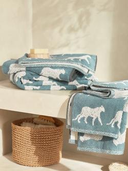 John Lewis Leopard Towels - view 2, Bluestone