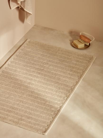 John Lewis Linen Blend Stripe Bath Mat, Natural - view 2, Natural