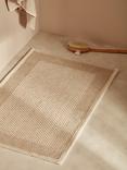 John Lewis Linen Blend Border Bath Mat, Natural