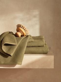 John Lewis Spa Waffle Towels - view 2, Avocado