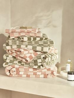 John Lewis Check Towels - view 2, Avocado