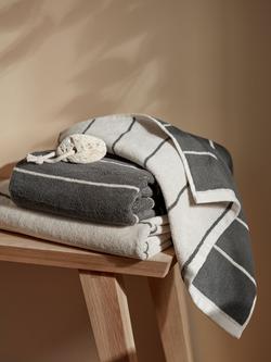 John Lewis Wide Stripe Towels - view 2, Graphite