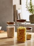 John Lewis Airtight Glass Storage Jar with Acacia Wood Lid, Clear/Natural