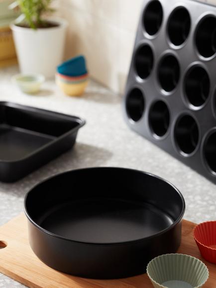 John Lewis Carbon Steel Non-Stick Square Cake Tin, 20cm - view 2, Black