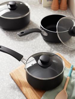 John Lewis ANYDAY Aluminium Non-Stick Saucepan & Lid, Grey - view 2, Grey