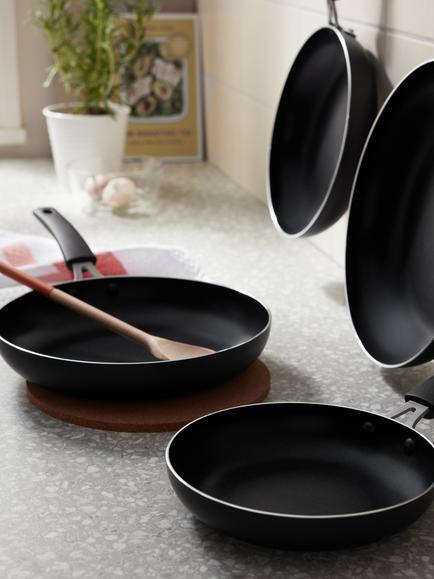 John Lewis ANYDAY Aluminium Non-Stick Frying Pan - view 2, Black