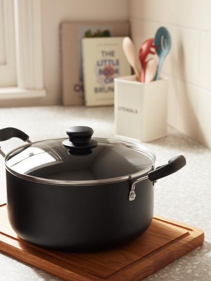 John Lewis Aluminium Non-Stick Stock Pot & Lid, 24cm, Grey - view 2, Grey