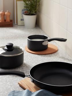John Lewis Aluminium Non-Stick Pan Set, 3 Piece, Black - view 2, Grey