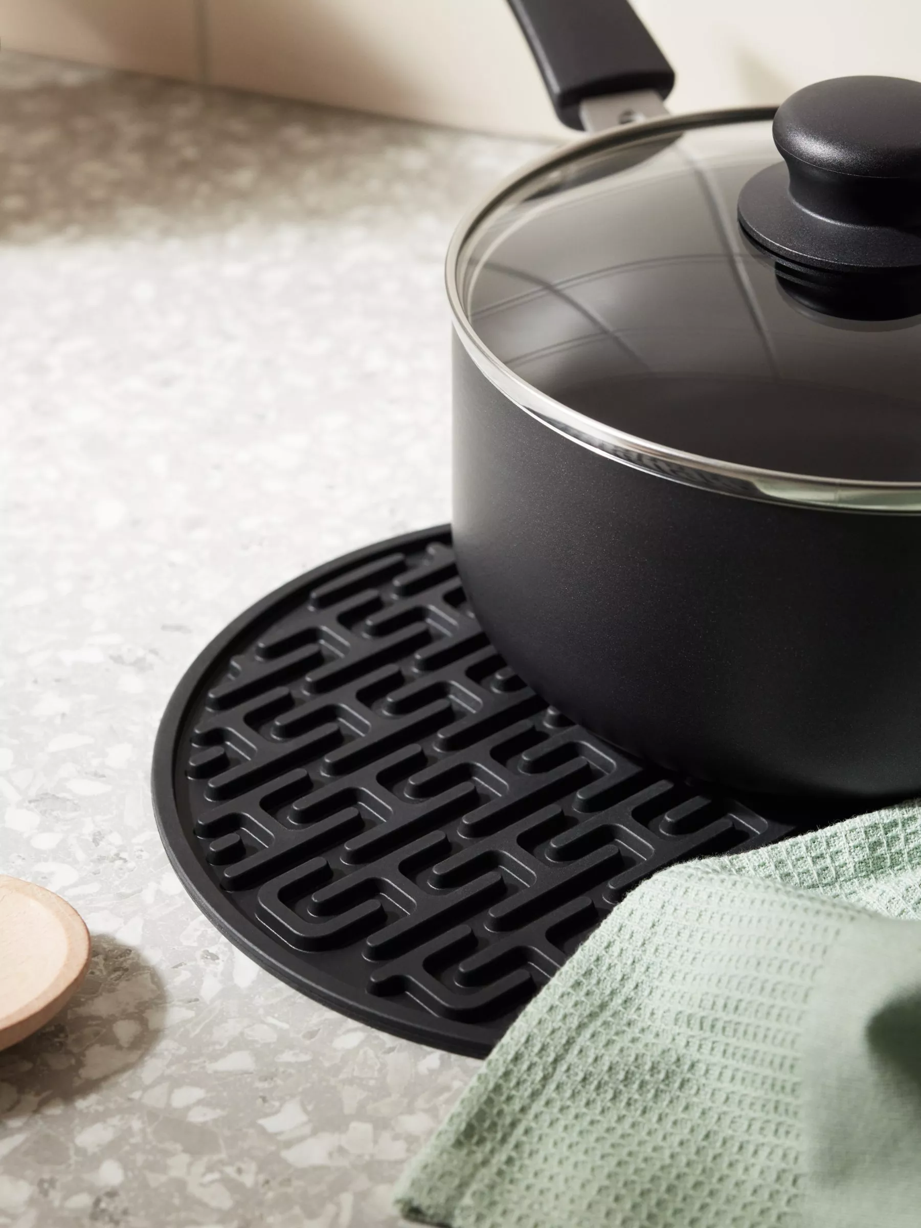 Pan rested on a trivet