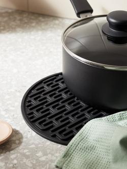 John Lewis Round Silicone Trivet, Black - view 2, Black