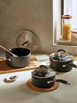 John Lewis 'The Pan' Aluminium Non-Stick Saucepan & Lid - view 2, Black