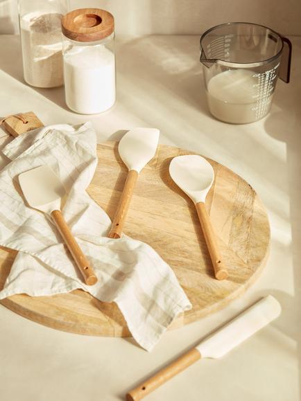 John Lewis Wood Handle Silicone Head Scraper, Natural/White - view 2, Natural/White