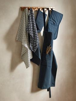 John Lewis Striped Apron, Dark Blue - view 2, Dark Blue