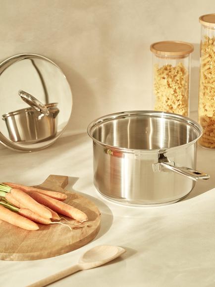 John Lewis Classic Lidded Saucepan with Helper Handle, 22cm, 3.7L - view 2, 