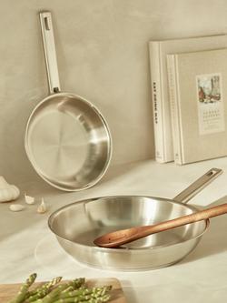 John Lewis Classic Uncoated Stainless Steel Frying Pan - view 2, Silver