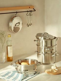 John Lewis Classic Stainless Steel 20cm Steamer Set with Lid, 3 Piece - view 2, 