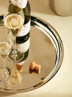 John Lewis Hammered Stainless Steel Round Tray, 36cm, Silver - view 2, Silver