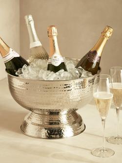 John Lewis Large Hammered Stainless Steel Wine/Champagne Bucket, Silver - view 2, Stainless Steel