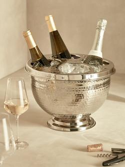 John Lewis Hammered Stainless Steel Champagne/Wine Bucket with Lid, Silver - view 2, Silver