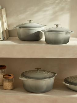 John Lewis Cast Iron Shallow Casserole, 31cm - view 2, Frost Grey