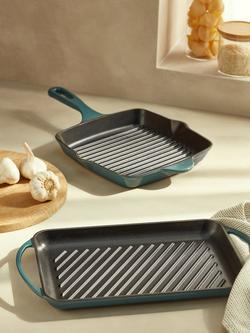 John Lewis Cast Iron Square Grill Pan, 26cm - view 2, Frost Grey