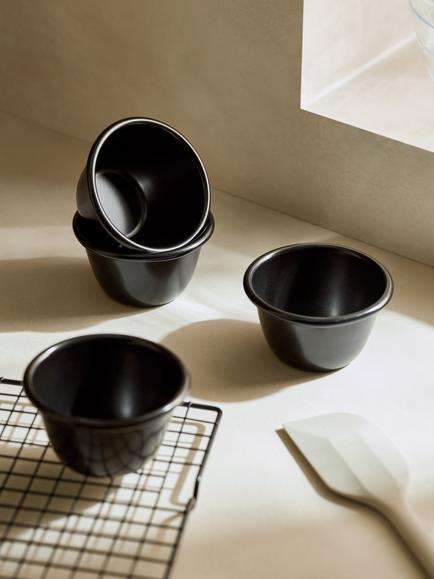 John Lewis Professional Non-Stick Carbon Steel Pudding Moulds, Set of 4 - view 2, Black