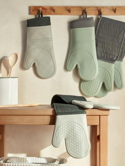 John Lewis Silicone Double Oven Glove - view 2, Grey