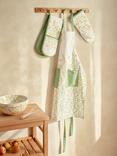 John Lewis Spring Floral Cotton Apron, Green/Multi