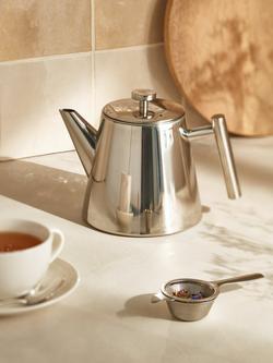 John Lewis Double Wall Teapot with Infuser, 1.1L, Stainless Steel - view 2, Stainless Steel