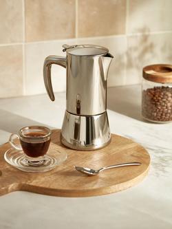 John Lewis Induction Stovetop Stainless Steel 6 Cup Espresso Coffee Maker, 300ml - view 2, Silver