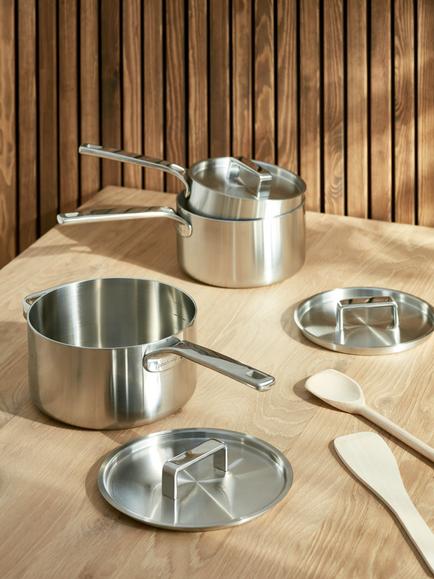 John Lewis 5-Ply Thermacore Saucepan with Lid - view 2, Silver