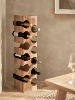 John Lewis Tall Mango Wood Wine Rack, 12 Bottle, Natural - view 2, Natural