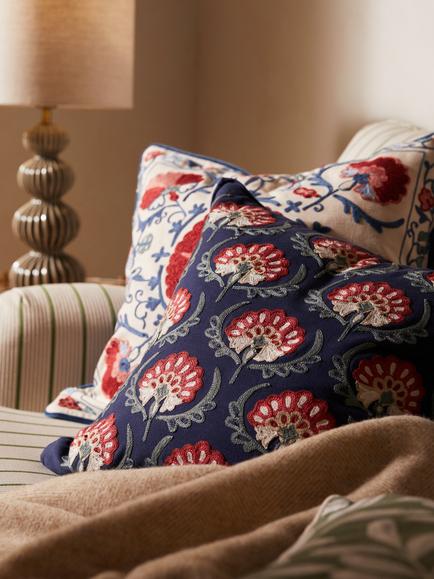 John Lewis Palmette Cushion - view 2, Carmine