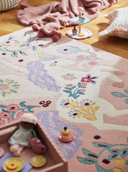 John Lewis Enchanted Garden Wool Pile Rug, Pink, L170 x W110cm - view 2, Pink