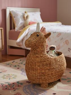 John Lewis Kids' Unicorn Water Hyacinth Storage Basket - view 2, Natural