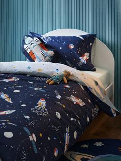 John Lewis Outer Space Glove in the Dark Pure Cotton Duvet Cover and Pillowcase Set, Multi - view 2, Multi