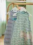 John Lewis Hippo/Croc Print Baby Sleeping Bag, 1.5 Tog, Pack of 2, Green/Navy