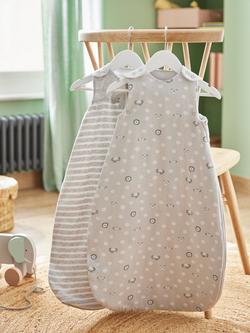 John Lewis Safari Print Baby Sleeping Bag, 0.5/1.5 Tog, Pack of 2 - view 2, Grey Marl
