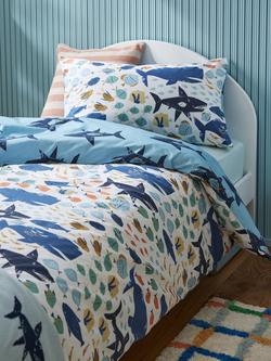 John Lewis Under The Sea Print Pure Cotton Duvet Cover and Pillowcase Set, Single Set, Blue