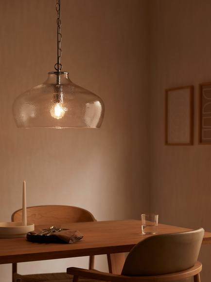 John Lewis Cartmel Textured Glass Pendant Ceiling Light - view 2, Clear