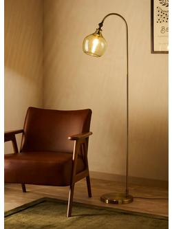 John Lewis Cartmel Textured Glass Floor Lamp - view 2, Olive