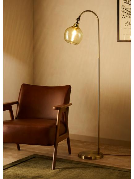 John Lewis Cartmel Textured Glass Floor Lamp - view 2, Olive
