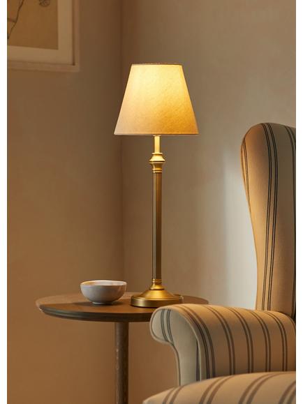 John Lewis Reeded Column Lamp Base - view 2, Antique Brass