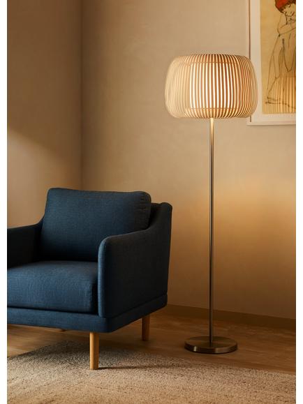 John Lewis Harmony Ribbon New Base Floor Lamp - view 2, Grey/Chrome