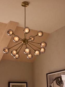 John Lewis Huxley Chandelier Ceiling Light, Smoke/Antique Brass - view 2, Smoke/Antique Brass